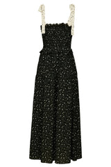 Zia Black Smock Tie Midi Dress - Space to Show
