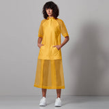 Sheer Panels Shirt Dress - Space to Show