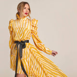 Florence Asymmetric, Bow Embellished, Abstract Print Dress - Space to Show