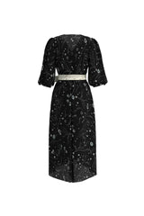 Leilani Black Print Knee Dress - Space to Show