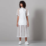 Sheer Panels Shirt Dress - Space to Show