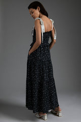 Zia Black Smock Tie Midi Dress - Space to Show