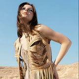 Quetzal leather vest nude beige - Space to Show