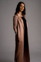 Alya Satin Belted Long Blazer Coat - Space to Show