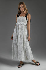 Zia Ivory Smock Tie Midi Dress - Space to Show