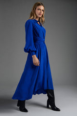 Aria Blue Midi Shirt Dress - Space to Show