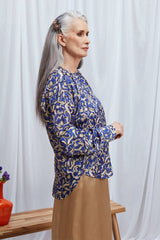 2 in 1 Luna Blouse Blue/Rose Flowers - Space to Show