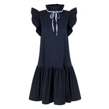 Angela Navy Cotton Dress - Space to Show