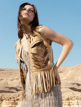 Quetzal leather vest nude beige - Space to Show