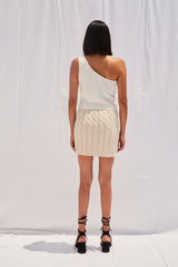 INA COTTON KNIT MINI SKIRT - NEUTRALS - Space to Show