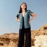 Chaturanga leather vest Cerulean blue - Space to Show