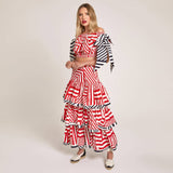 Ellie Tiered Geometric Print Cotton Poplin Maxi Skirt - Space to Show