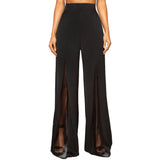 OMARI: Sheer Panel Wide Leg Pants - Space to Show