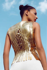ATTALEA leather vest gold - Space to Show