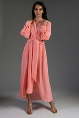 Aria Coral Midi Shirt Dress - Space to Show