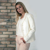 Vera Off White Fitted Cotton-Mix Blazer - Space to Show