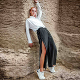 Tomo, high-waisted pants with snap buttons - Space to Show