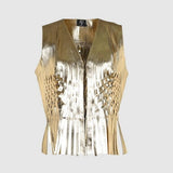 ATTALEA leather vest gold - Space to Show