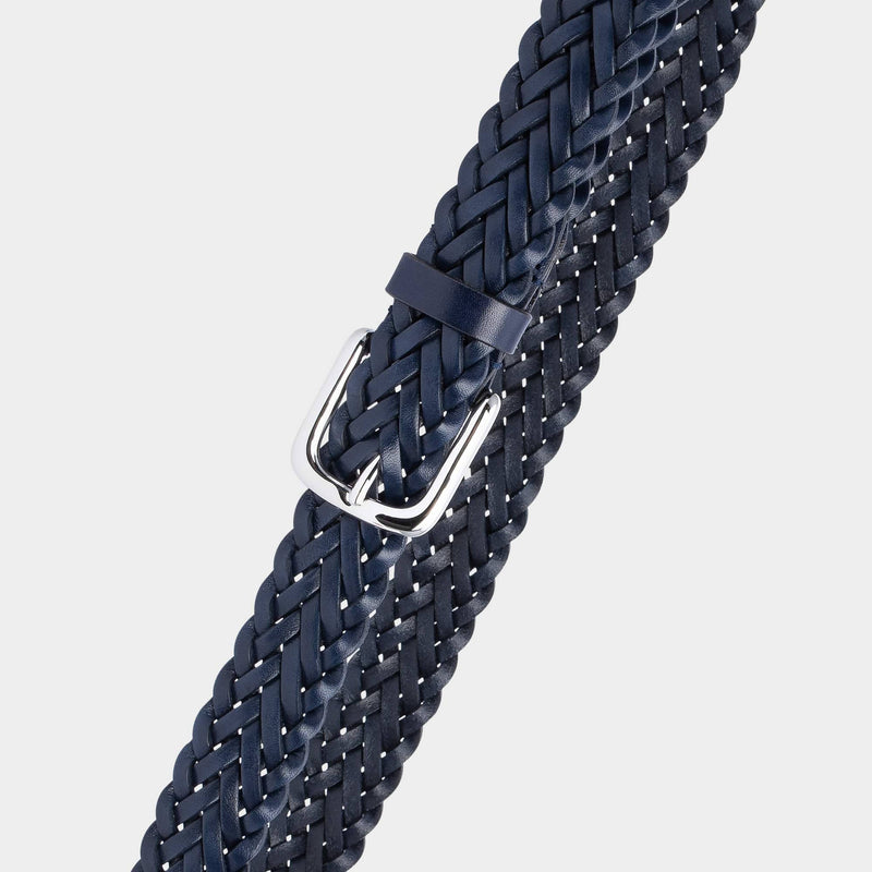 Hand-braided Leather Belt Blue - Gianfranco - Space to Show