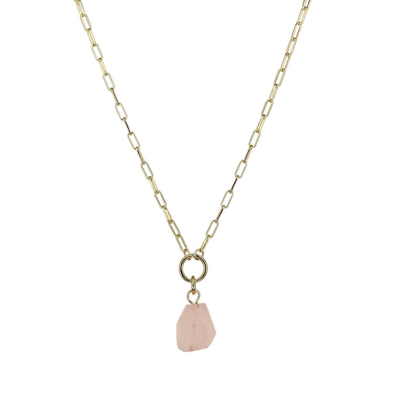 Raw Rose Quartz Amara Necklace - Space to Show