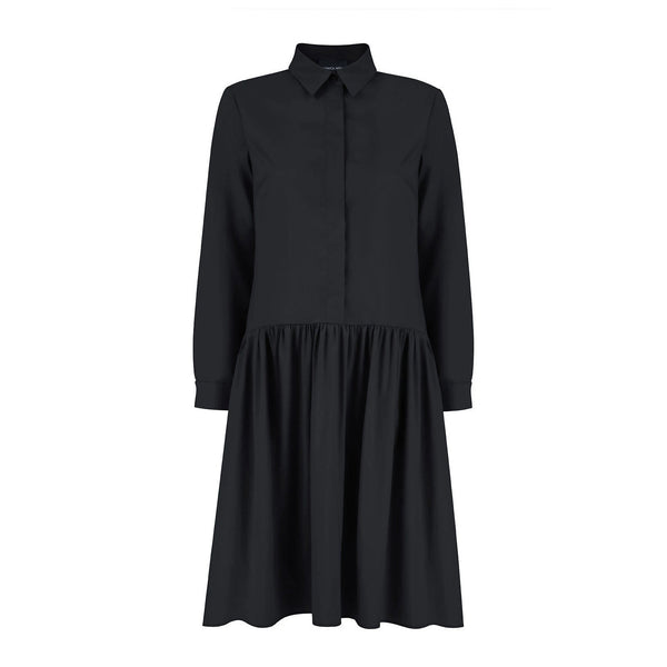 Anne Black Cotton Shirt Dress - Space to Show