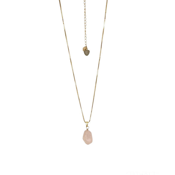 Raw Rose Quartz Amara Necklace - Space to Show