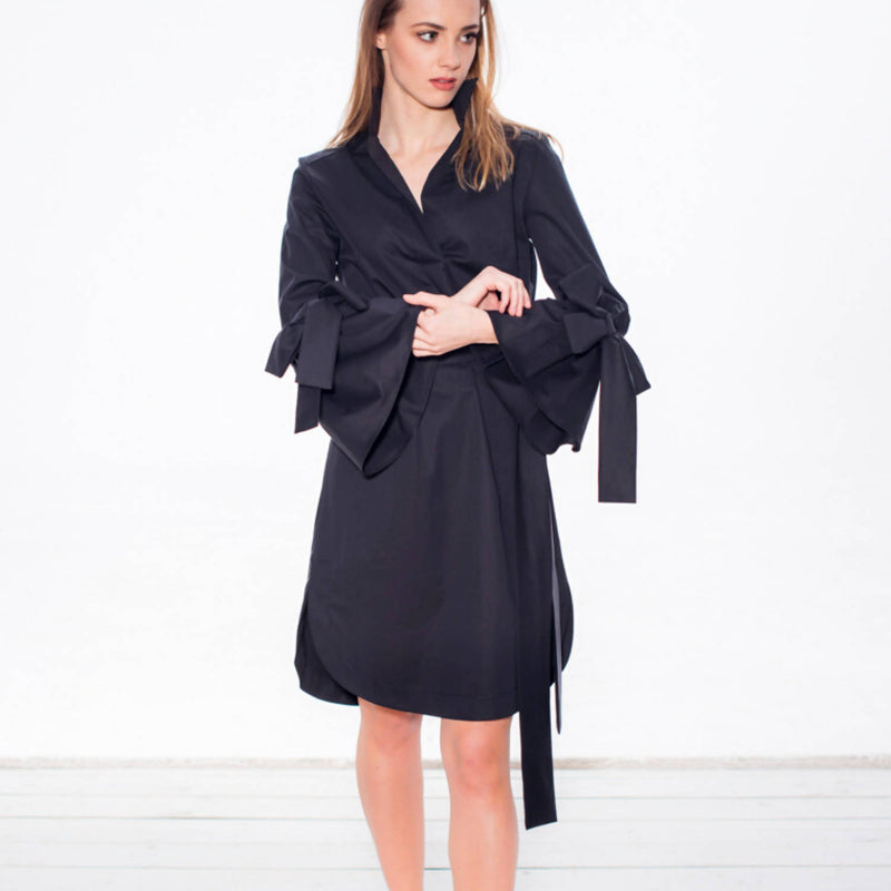 Lena Black Cotton Dress - Space to Show