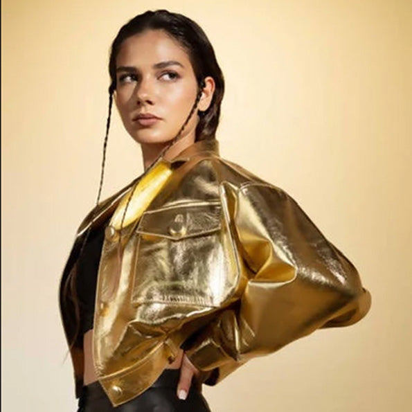 Buckthorn leather jacket gold - Space to Show
