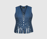 Attalea leather vest navy blue - Space to Show