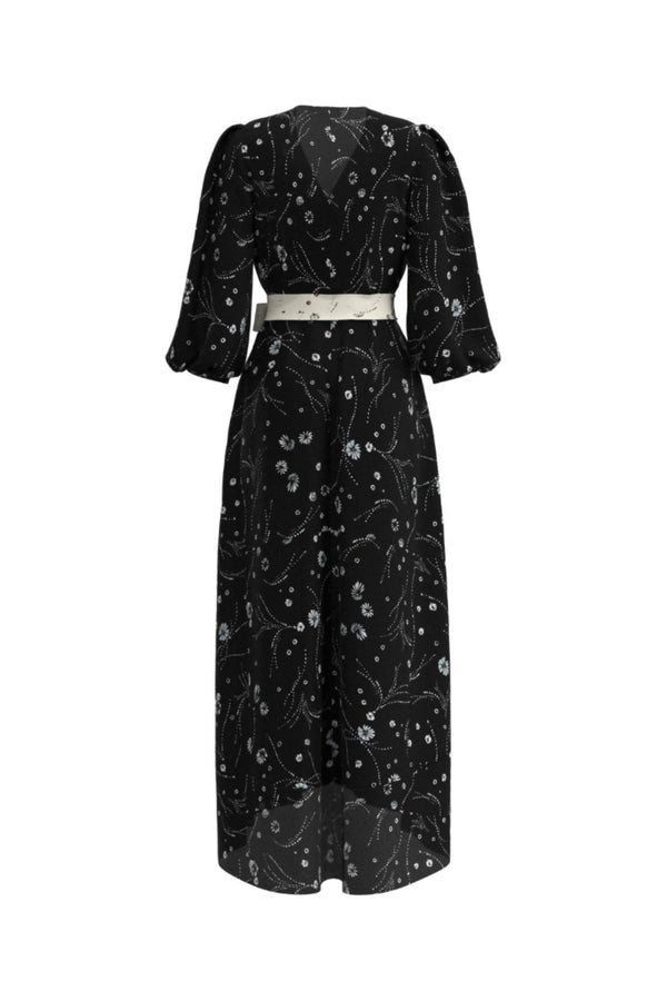 Leilani Black Print Midi Dress - Space to Show