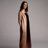 Alya Satin Belted Long Blazer Coat - Space to Show