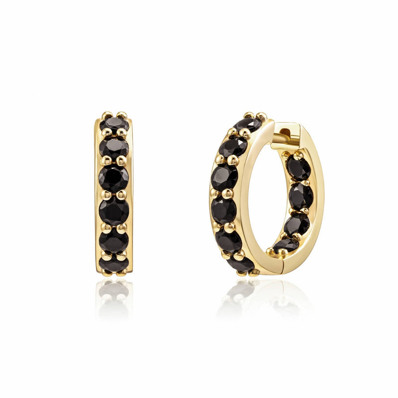 CLIO Black Crystal Hoop Earrings - Space to Show