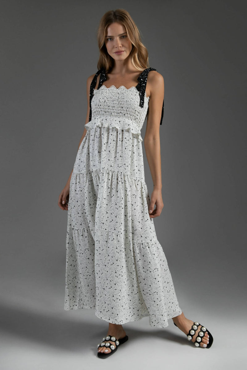 Zia Ivory Smock Tie Midi Dress - Space to Show