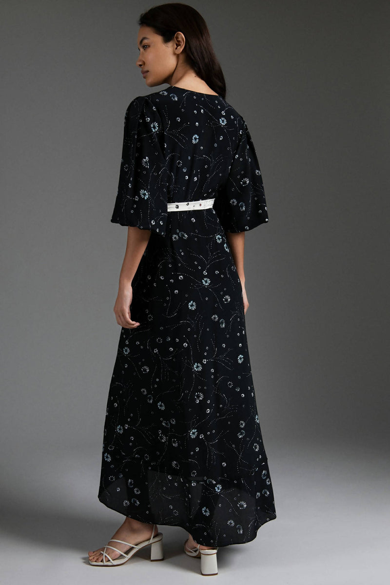 Leilani Black Print Midi Dress - Space to Show