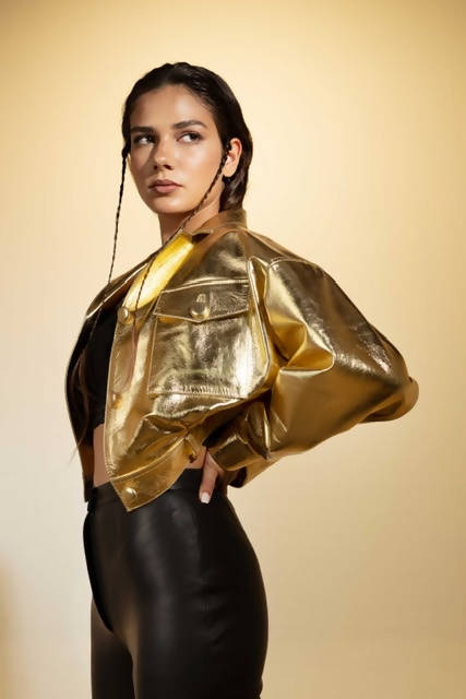 Buckthorn leather jacket gold - Space to Show