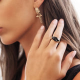 SELENE Black Crystal Marquise Ring - Space to Show
