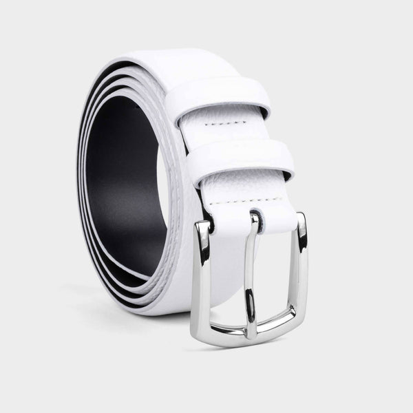 Handmade Leather Belt White - Pierre - Space to Show