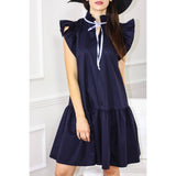 Angela Navy Cotton Dress - Space to Show