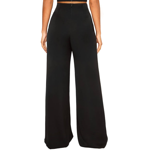 OMARI: Sheer Panel Wide Leg Pants - Space to Show