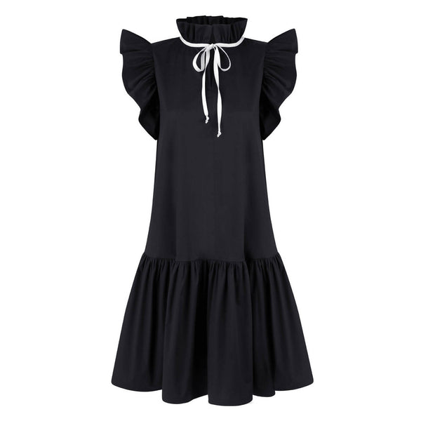 Angela Black Cotton Dress - Space to Show