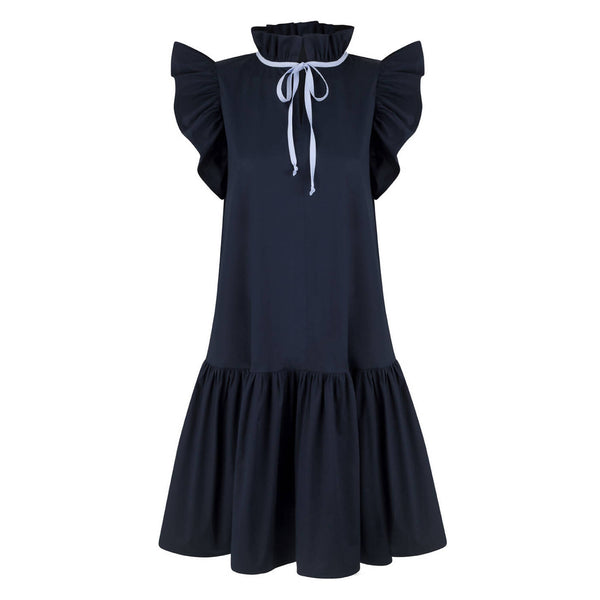 Angela Navy Cotton Dress - Space to Show