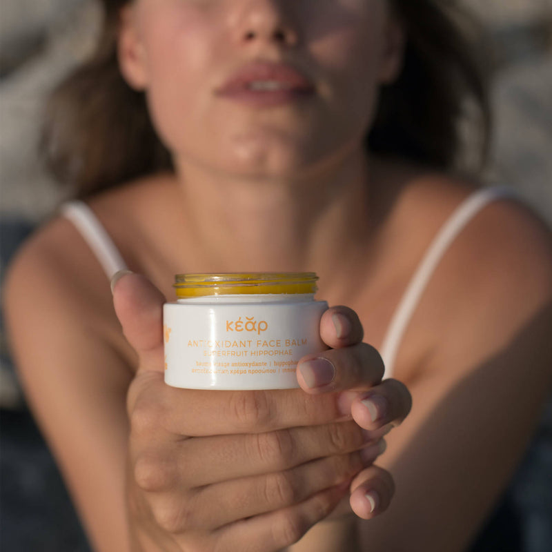 Kear AntiOxidant Face Balm with Hippophae, olive oil, beeswax, propolis, orange — Protects against Free Radicals, Toxicity & Environmental Pollution, 100% Natural, Paraben and Cruelty Free