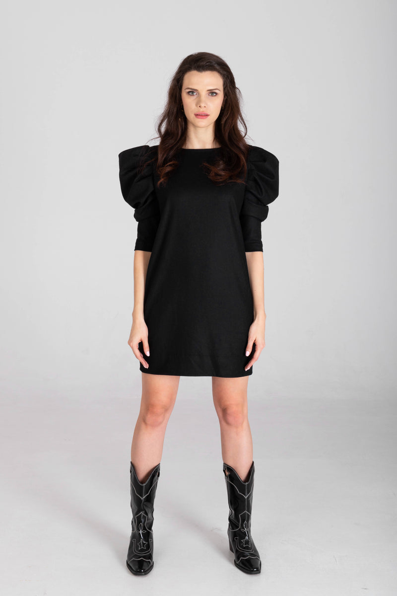 Irina Puff Sleeve Black Dress - Space to Show