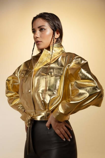 Buckthorn leather jacket gold - Space to Show