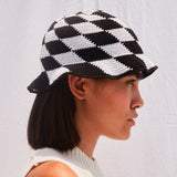 CROCHET KNIT BUCKET HAT - BLACK & WHITE - Space to Show