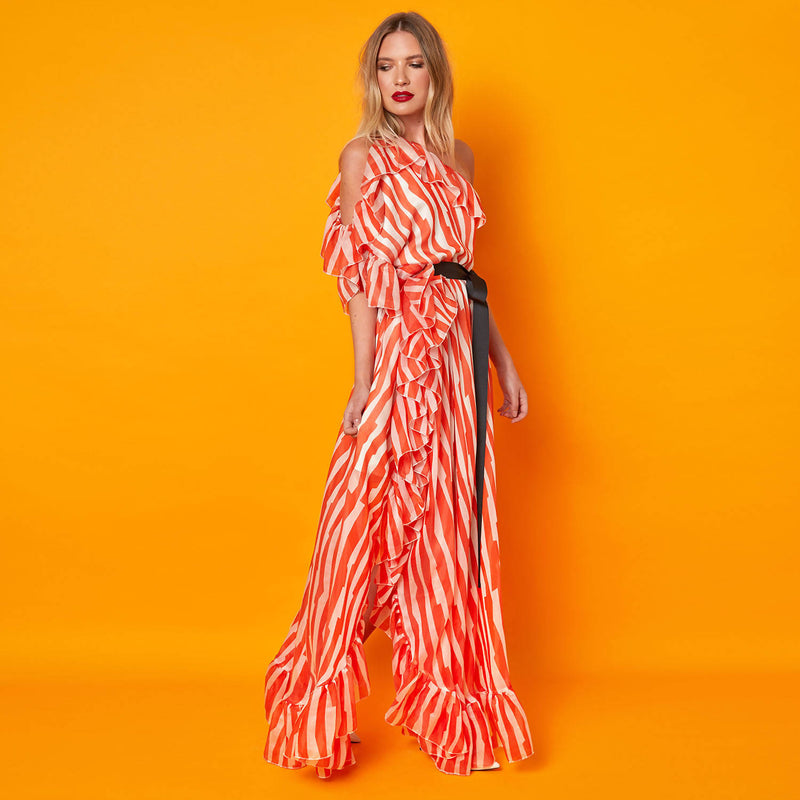Gabriella One Shoulder Abstract Print Shonky Dress - Space to Show
