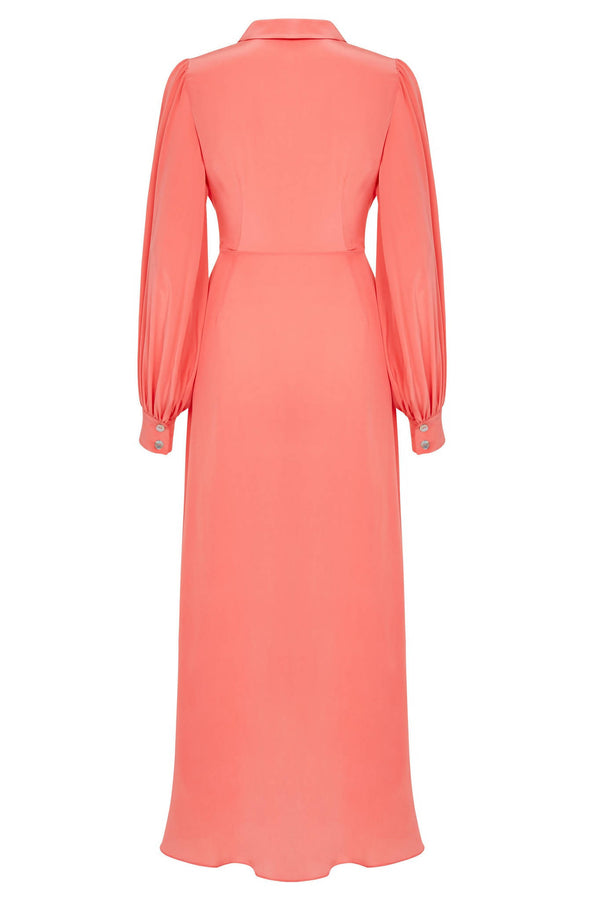 Aria Coral Midi Shirt Dress - Space to Show