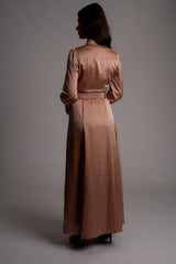 Adalyn Belted Satin Maxi Shirt Dress - Space to Show