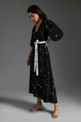 Leilani Black Print Midi Dress - Space to Show