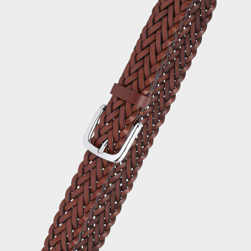 Hand-braided Leather Belt Cognac - Renato - Space to Show